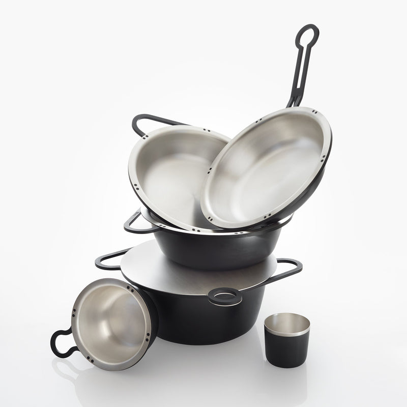 An amazing small saucepan made of iron with a pure silver coating. PAN999  Collection design by Tobia Scarpa – Gioel Milano